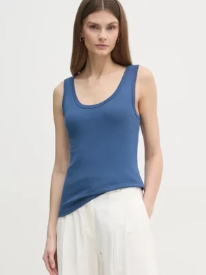 United Colors of Benetton top bawełniany kolor niebieski 3GA2DH010