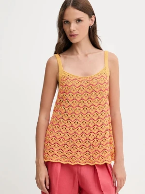 United Colors of Benetton top bawełniany kolor pomarańczowy 1498EH01D