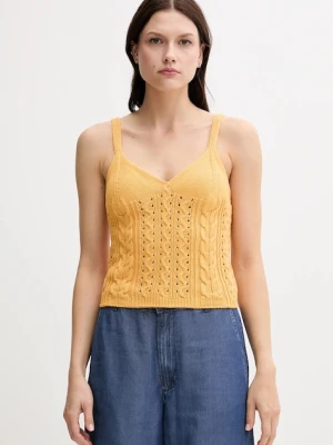 United Colors of Benetton top bawełniany kolor żółty 101TDH01B