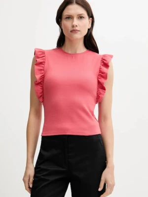 United Colors of Benetton top damskie kolor różowy 3FMED10A3