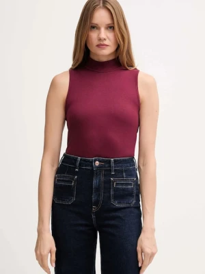 United Colors of Benetton top kolor bordowy z półgolfem 3P2Y3M06Y