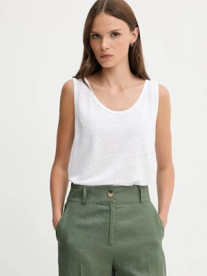 United Colors of Benetton top lniany kolor biały 37UJE8398