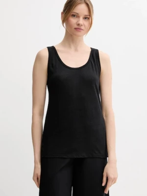 United Colors of Benetton top lniany kolor czarny 37UJE8398