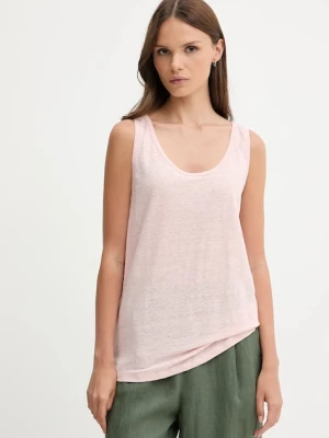 United Colors of Benetton top lniany kolor różowy 37UJE8398