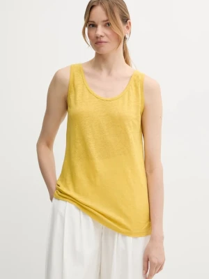 United Colors of Benetton top lniany kolor żółty 37UJE8398