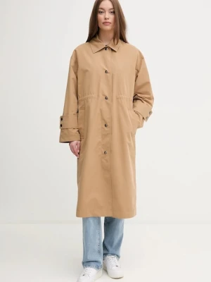 United Colors of Benetton trencz damski kolor beżowy przejściowy oversize 241XDN07I