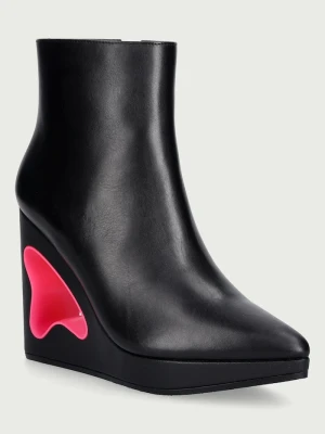 United Nude botki na koturnie damskie skórzane Void Bootie czarny