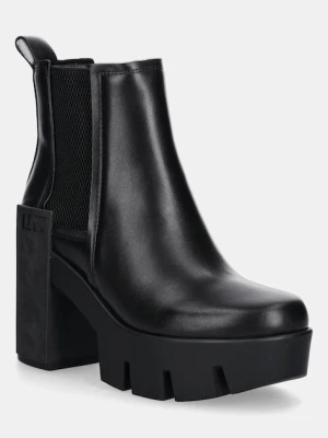 United Nude sztyblety skórzane Grip Chelsea Mid IV damskie kolor czarny na słupku 109590116