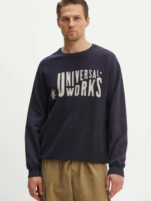 Universal Works bluza bawełniana MYSTERY TRAIN PRINT SWEAT granatowy