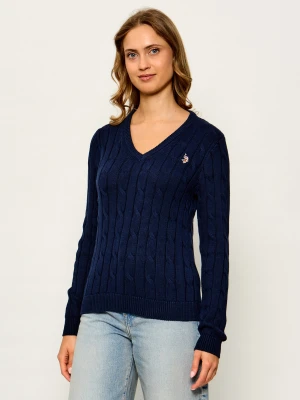 US Polo ASSN Sweter | Regular Fit granatowy