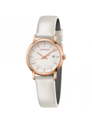 Ustanowiony Biały Skórzany Zegarek Kwarcowy Calvin Klein