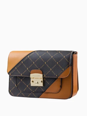 Usztywniana brązowa listonoszka w monogramowy wzór  Puccini