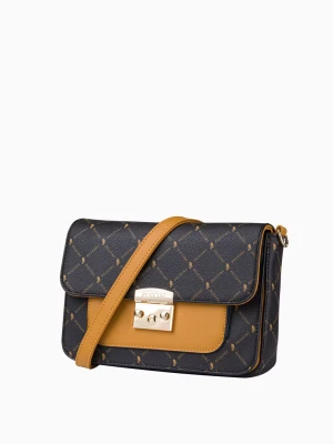 Usztywniana brazowa listonoszka w monogramowy wzor Puccini