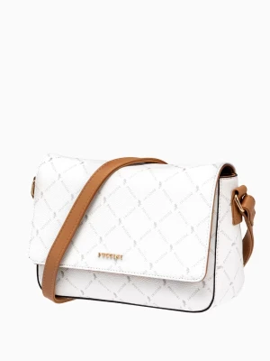 Usztywniana logowana torebka damska listonoszka biała Puccini