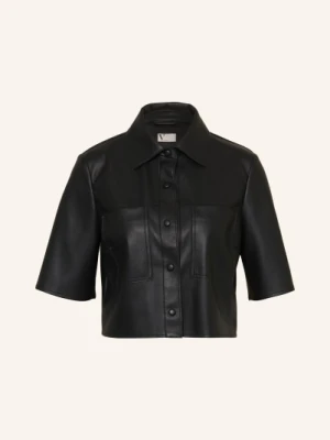 V By Vera Mont Bluzka Koszulowa Imitująca Skórę schwarz