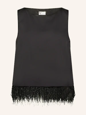 V By Vera Mont Top Satynowy Z Błyszczącą Przędzą schwarz