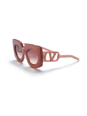 V - Soul Sunglasses in Pink White Gold/Pink Shaded Valentino