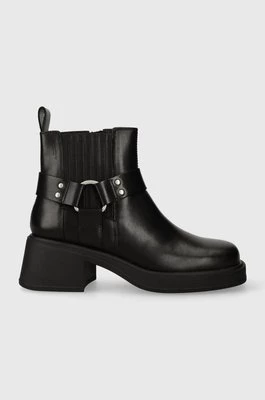 Vagabond Shoemakers botki skórzane DORAH damskie kolor czarny na płaskim obcasie 5642.801.20