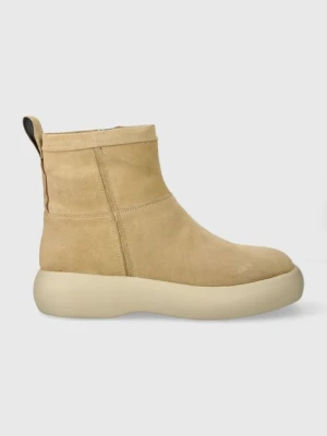 Vagabond Shoemakers botki zamszowe JANICK damskie kolor beżowy na płaskim obcasie ocieplone 5695.040.13