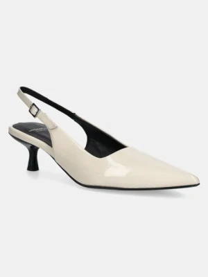 Vagabond Shoemakers czółenka skórzane LYKKE kolor beżowy na niskim obcasie z odkrytą piętą 5714-360-37