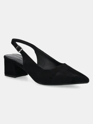 Vagabond Shoemakers czółenka zamszowe MARTA kolor czarny na słupku z odkrytą piętą 5928-140-20