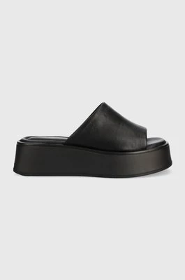 Vagabond Shoemakers klapki skórzane COURTNEY damskie kolor czarny na platformie 5334-601-92