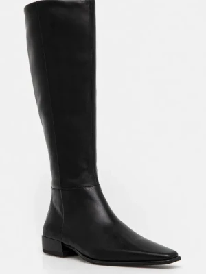 Vagabond Shoemakers kozaki skórzane NELLA damskie kolor czarny na płaskim obcasie 5816-101-20