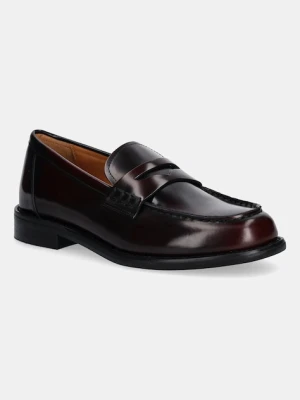 Vagabond Shoemakers mokasyny skórzane LINN damskie kolor bordowy na płaskim obcasie 6036-004-54
