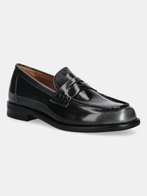 Vagabond Shoemakers mokasyny skórzane LINN damskie kolor szary na płaskim obcasie 6036-004-18