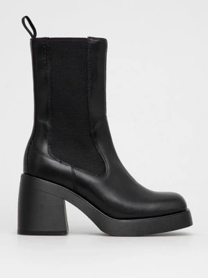Vagabond Shoemakers Sztyblety skórzane damskie kolor czarny na słupku