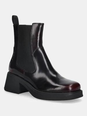 Vagabond Shoemakers sztyblety skórzane DORAH damskie kolor bordowy na słupku 5642-004-54