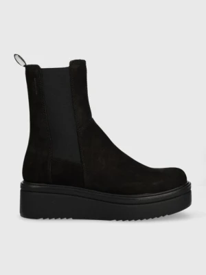 Vagabond Shoemakers sztyblety skórzane Tara damskie kolor czarny na platformie