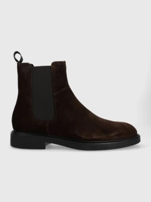 Vagabond Shoemakers sztyblety zamszowe Alina męskie kolor brązowy