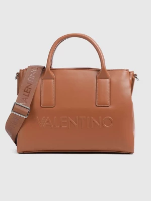 VALENTINO Brązowa torba z tłoczonym logo holiday re shopping Valentino by Mario Valentino