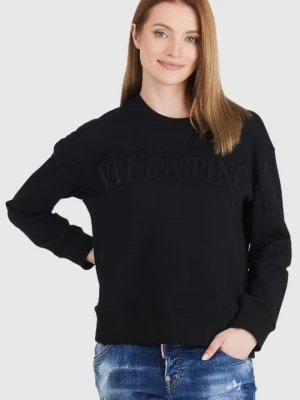 VALENTINO GARAVANI Czarna bluza damska z wytłaczanym logo, Rozmiar M