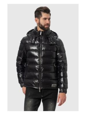 VALENTINO GARAVANI Czarna kurtka puchowa męska z kapturem, Rozmiar 48