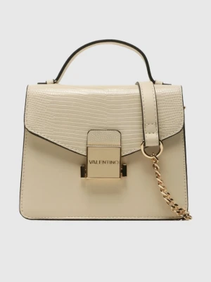 VALENTINO Mały ecru kuferek z logo carrie satchel Valentino by Mario Valentino