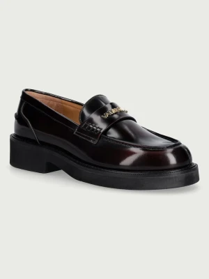 Valentino mokasyny damskie skórzane MADISON bordowy