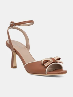 Valentino sandały na wysokim obcasie skórzane CUOIO DRESS