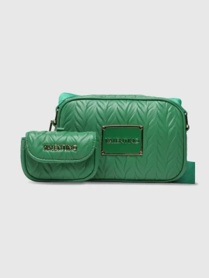 VALENTINO Tłoczona zielona torebka z przypinaną saszetką sunny re haversack Valentino by Mario Valentino
