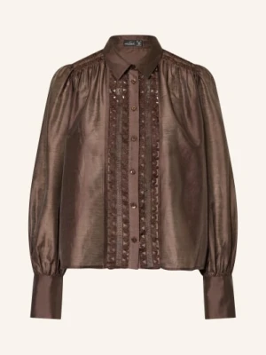 Van Laack Bluzka Koszulowa Vl-Alwia-Pb Z Koronką braun