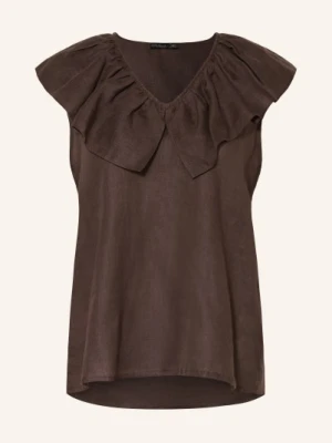 Van Laack Bluzka Vl-Bintou-Sv Z Lnu Z Falbanami braun