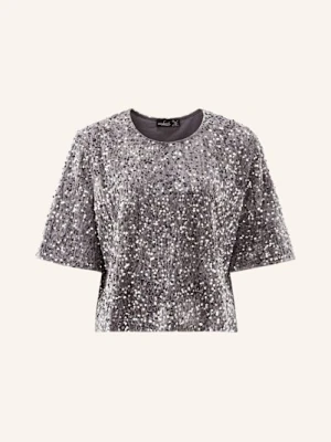 Van Laack Bluzka Vl-Jorina-Xx Z Aksamitu Z Cekinami silber