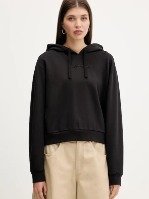 Vans bluza bawełniana damska kolor czarny z kapturem gładka VN000RAHBLK1