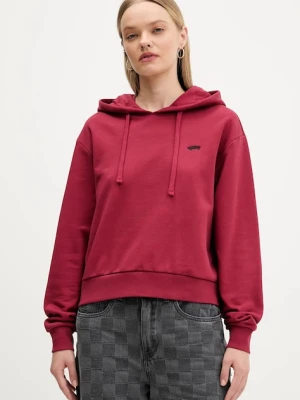 Vans bluza bawełniana damska kolor czerwony z kapturem gładka VN000P5PBRD1