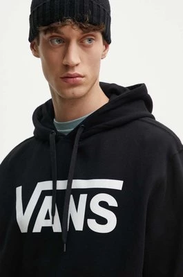 Vans bluza bawełniana męska kolor czarny z kapturem z nadrukiem VN000HNXBLK1