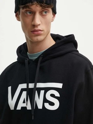 Vans bluza bawełniana męska kolor czarny z kapturem z nadrukiem VN000HNXBLK1