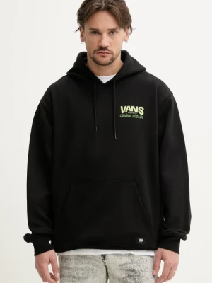Vans bluza bawełniana męska kolor czarny z kapturem z nadrukiem VN000NHRBLK1