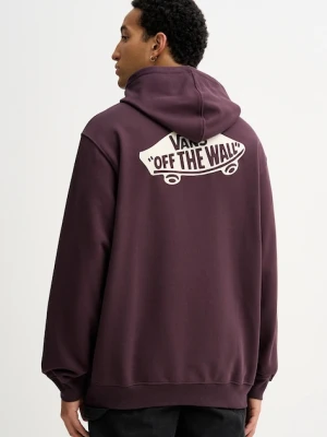 Vans bluza bawełniana męska kolor fioletowy z kapturem z nadrukiem VN000P51EMS1