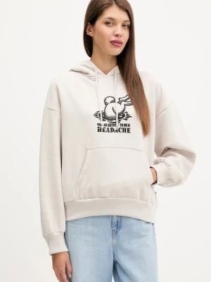 Vans bluza damska kolor beżowy z kapturem z nadrukiem VN000Q37EN91